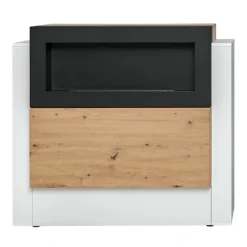 Garnero Arredamenti Camino Bioetanolo|Parete Attrezzata Con Camino-Parete attrezzata 290x175h cm con biocamino bianco rovere Arcadia Gihome®