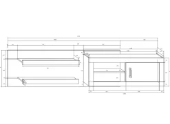 Garnero Arredamenti Parete Attrezzata A Terra|Pareti Attrezzate-Parete attrezzata 240x172,5h cm larice bianco lucido Susan Gihome® Rovere - Bianco Lucido