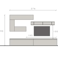 Garnero Arredamenti Parete Attrezzata A Terra|Pareti Attrezzate-Parete attrezzata 276x190h cm moderna beige rovere chiaro Sunset 65