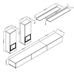 Garnero Arredamenti Parete Attrezzata A Terra|Pareti Attrezzate-Parete attrezzata 270x176h cm moderna grigio Emotion Gihome® Cemento