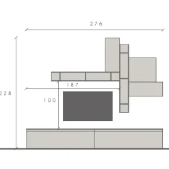 Garnero Arredamenti Parete Attrezzata A Terra|Pareti Attrezzate-Parete attrezzata 276x228h cm moderna grigio antracite Sunset 90