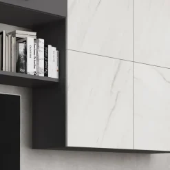 Garnero Arredamenti Parete Attrezzata A Terra|Pareti Attrezzate-Parete attrezzata 268x209h cm moderna bianco marmo grafite Power