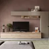 Garnero Arredamenti Parete Attrezzata A Terra|Pareti Attrezzate-Parete attrezzata 331x186h cm moderna tortora rovere chiaro Sunset 31