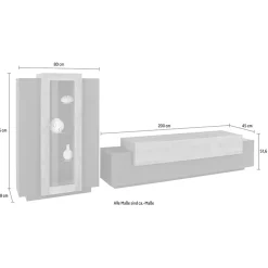 Garnero Arredamenti Parete Attrezzata A Terra|Pareti Attrezzate-Parete attrezzata 290x121h cm moderna antracite rovere Milos Gihome® Antracite - Rovere Rustico