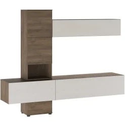 Garnero Arredamenti Parete Attrezzata Sospesa|Pareti Attrezzate-Parete attrezzata 240x196h cm moderna noce bianco spatolato Marlie
