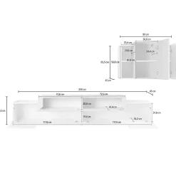 Garnero Arredamenti Parete Attrezzata A Terra|Pareti Attrezzate-Parete attrezzata 240x180h cm moderna Milos Gihome® Bianco Lucido