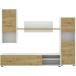 Garnero Arredamenti Parete Attrezzata A Terra|Pareti Attrezzate-Parete attrezzata 220x175h cm moderna legno rovere bianco Matias