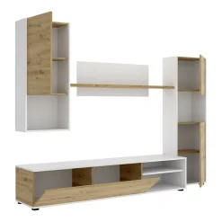 Garnero Arredamenti Parete Attrezzata A Terra|Pareti Attrezzate-Parete attrezzata 220x175h cm moderna legno rovere bianco Matias