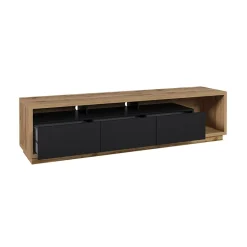 Garnero Arredamenti Parete Attrezzata A Terra|Pareti Attrezzate-Parete attrezzata 251x196h cm moderna rovere nero Favorita Rovere - Nero opaco