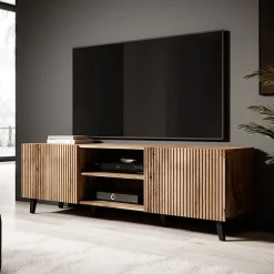 Garnero Arredamenti Parete Attrezzata A Terra|Pareti Attrezzate-Parete attrezzata 290x183h cm moderna cannettato quercia Essence