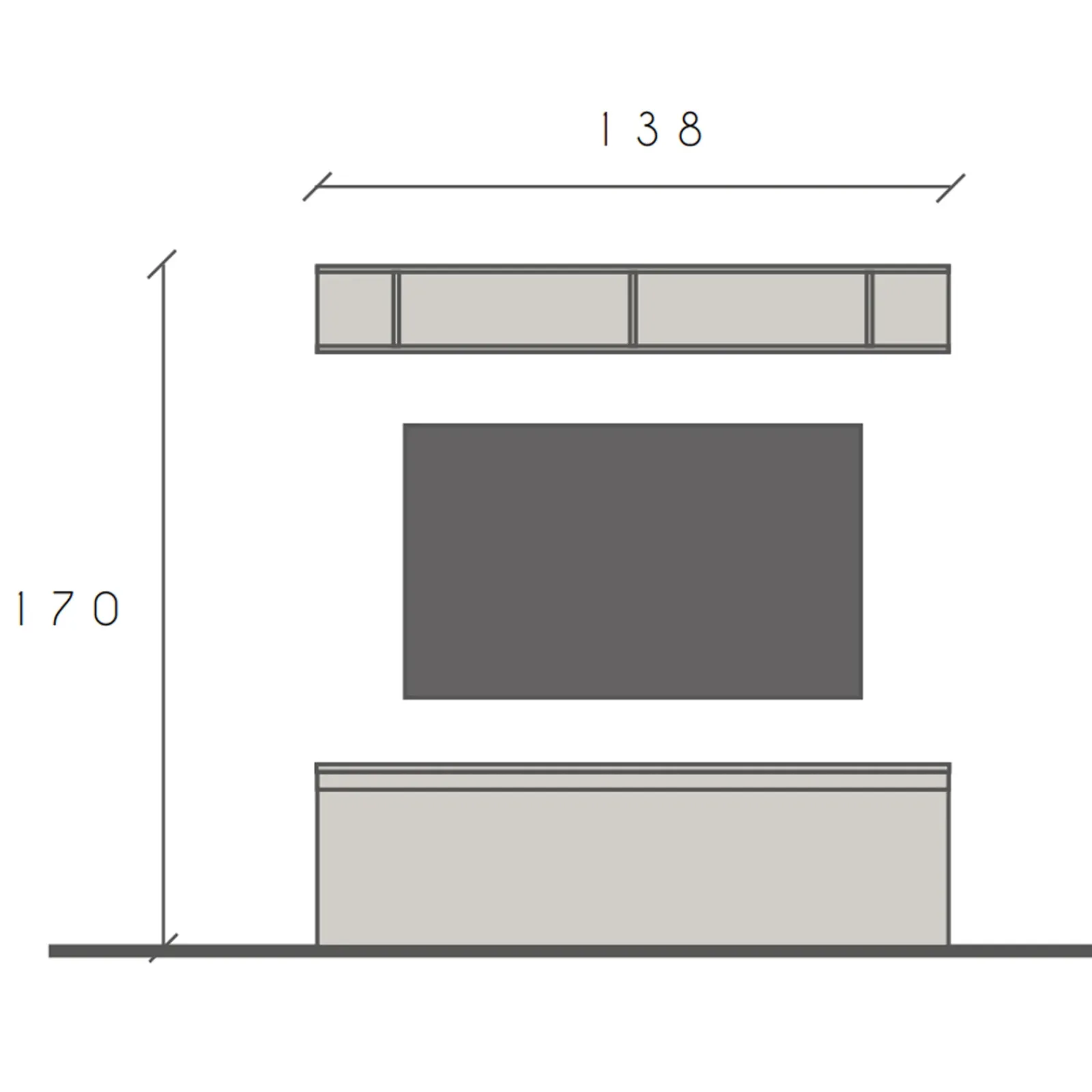 Garnero Arredamenti Parete Attrezzata A Terra|Pareti Attrezzate-Parete attrezzata 138x170h cm moderna bianco lucido rovere chiaro Sunset 93