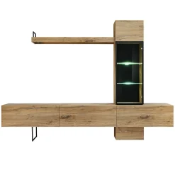 Garnero Arredamenti Parete Attrezzata A Terra|Pareti Attrezzate-Parete attrezzata 240x170h cm moderna soggiorno rovere antico Dalì