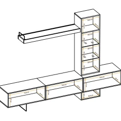 Garnero Arredamenti Parete Attrezzata A Terra|Pareti Attrezzate-Parete attrezzata 240x170h cm moderna soggiorno rovere antico Dalì