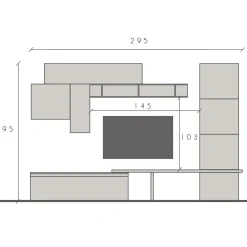 Garnero Arredamenti Parete Attrezzata A Terra|Pareti Attrezzate-Parete attrezzata 295x195h cm moderna beige marrone rovere scuro Sunset 64
