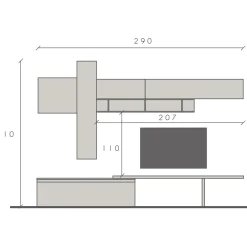 Garnero Arredamenti Parete Attrezzata A Terra|Pareti Attrezzate-Parete attrezzata 290x210h cm moderna beige marrone rovere scuro Sunset 81
