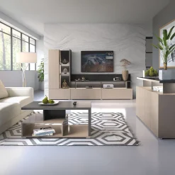 Garnero Arredamenti Parete Attrezzata A Terra|Pareti Attrezzate-Parete attrezzata 270x162h cm moderna beige grigio Matt