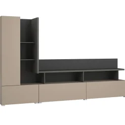 Garnero Arredamenti Parete Attrezzata A Terra|Pareti Attrezzate-Parete attrezzata 270x162h cm moderna beige grigio Matt