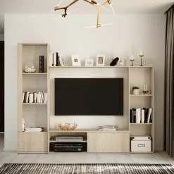 Garnero Arredamenti Parete Attrezzata A Terra|Pareti Attrezzate-Parete attrezzata 220x178h cm moderna rovere chiaro Rubino