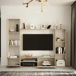 Garnero Arredamenti Parete Attrezzata A Terra|Pareti Attrezzate-Parete attrezzata 220x178h cm moderna rovere chiaro Rubino