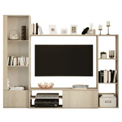 Garnero Arredamenti Parete Attrezzata A Terra|Pareti Attrezzate-Parete attrezzata 220x178h cm moderna rovere chiaro Rubino