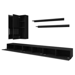 Garnero Arredamenti Parete Attrezzata A Terra|Pareti Attrezzate-Parete attrezzata 270x176h cm moderna nero Emotion Gihome® Nero Lucido