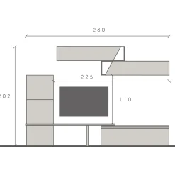 Garnero Arredamenti Parete Attrezzata A Terra|Pareti Attrezzate-Parete attrezzata 280x202h cm moderna beige rovere scuro Sunset 69