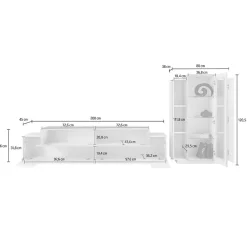 Garnero Arredamenti Parete Attrezzata A Terra|Pareti Attrezzate-Parete attrezzata 290x121h cm moderna Milos Gihome® Bianco Lucido