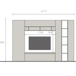 Garnero Arredamenti Parete Attrezzata A Terra|Pareti Attrezzate-Parete attrezzata 277x186h cm moderna beige rovere chiaro Sunset 63