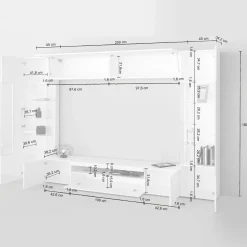 Garnero Arredamenti Parete Attrezzata A Terra|Pareti Attrezzate-Parete attrezzata 290x190h cm moderna 2 vetrine tortora rovere Zenith 2