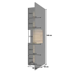 Garnero Arredamenti Parete Attrezzata A Terra|Pareti Attrezzate-Parete attrezzata 226x140h cm nero rovere Fusion 1 Nero Opaco
