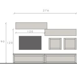 Garnero Arredamenti Parete Attrezzata A Terra|Pareti Attrezzate-Parete attrezzata 276x190h cm rovere scuro tortora Sunset 1