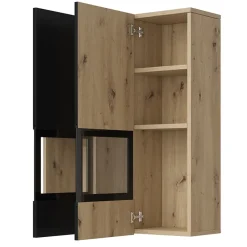 Garnero Arredamenti Parete Attrezzata A Terra|Pareti Attrezzate-Parete attrezzata 270x176h cm rovere chiaro nero Emotion Gihome® Rovere - Nero opaco