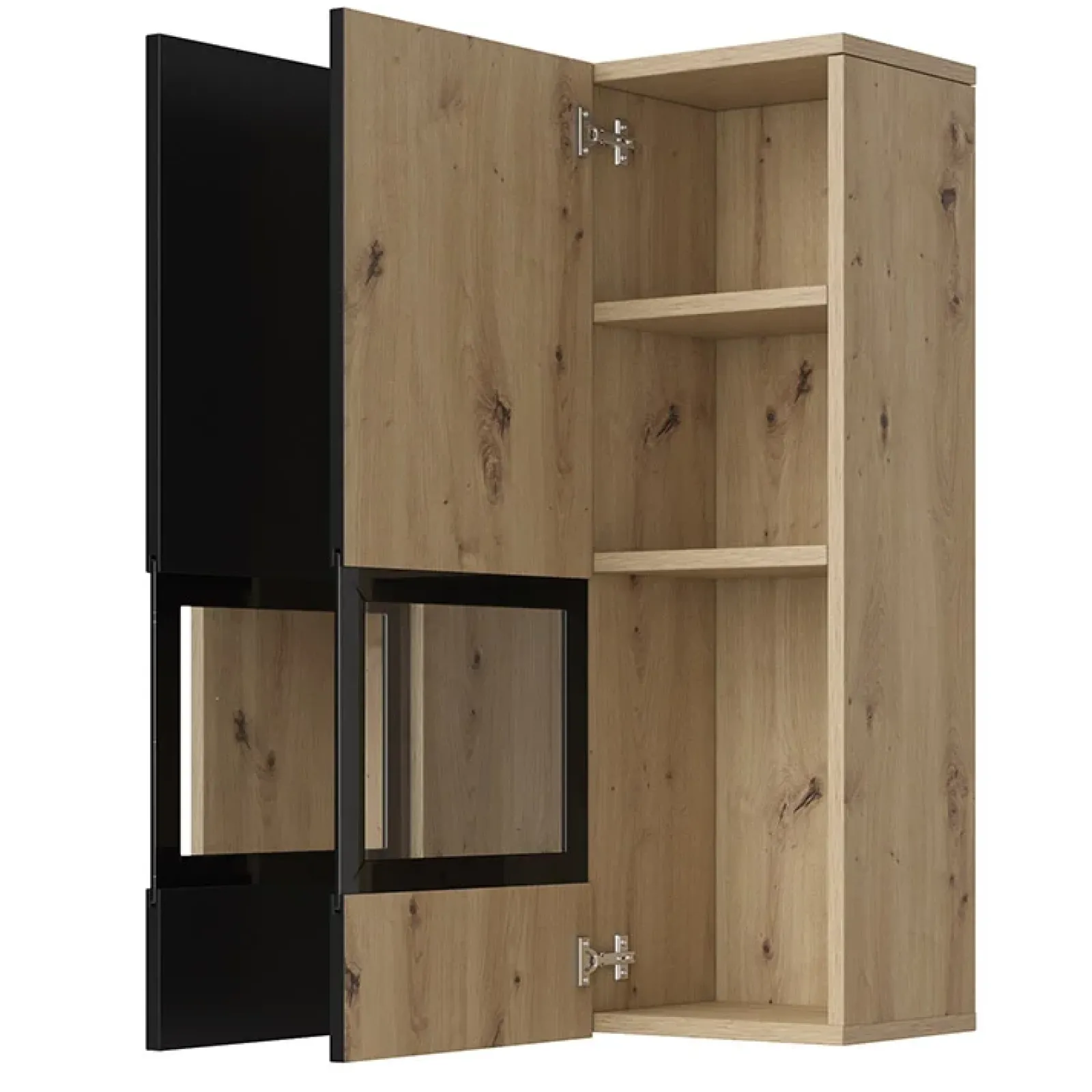 Garnero Arredamenti Parete Attrezzata A Terra|Pareti Attrezzate-Parete attrezzata 270x176h cm rovere chiaro nero Emotion Gihome® Rovere - Nero opaco