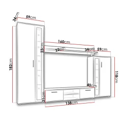Garnero Arredamenti Parete Attrezzata A Terra|Pareti Attrezzate-Parete attrezzata 256x182h cm country grigio nero Newcastle Rovere