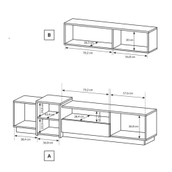 Garnero Arredamenti Parete Attrezzata A Terra|Pareti Attrezzate-Parete attrezzata 300x183h cm soggiorno bianco opaco quercia James