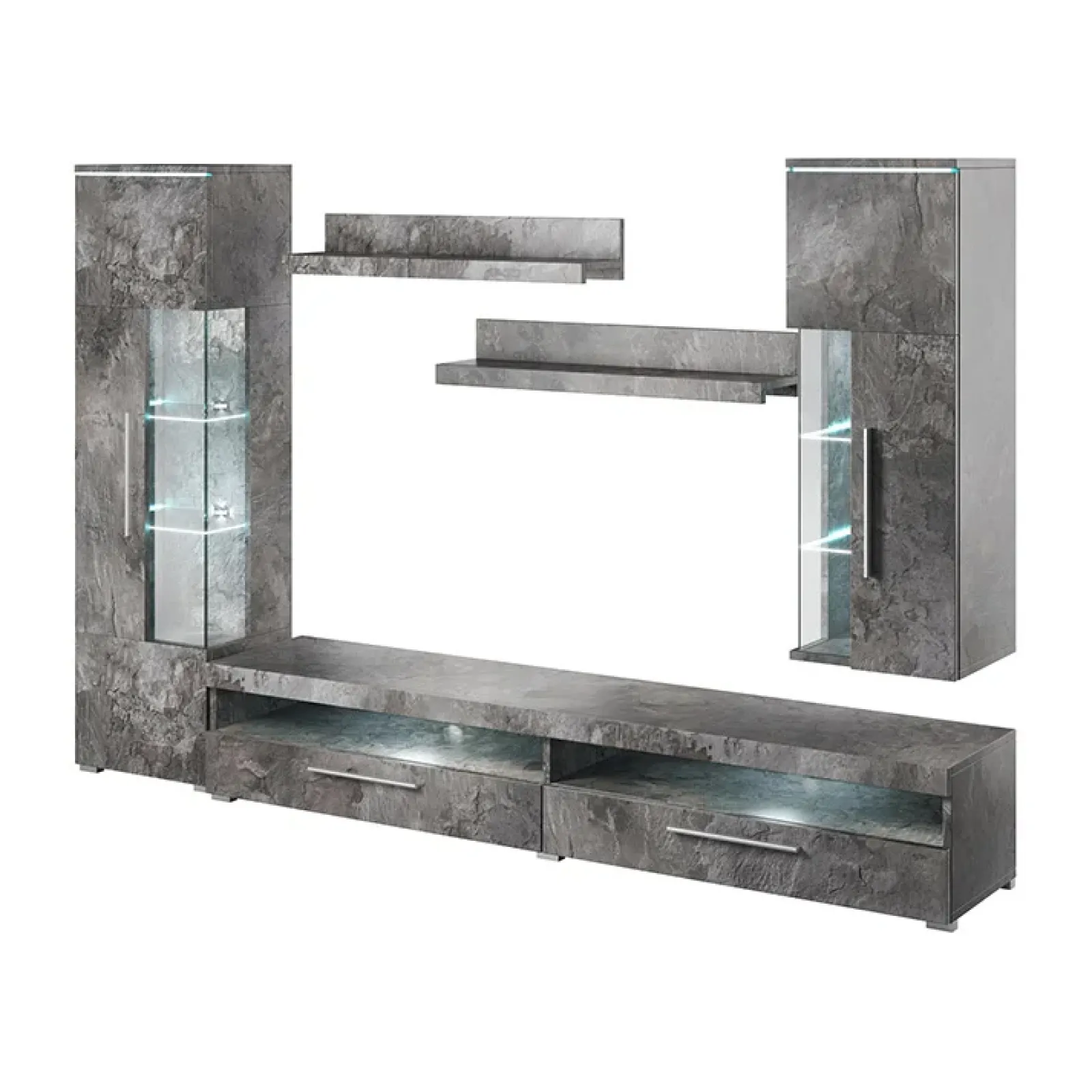 Garnero Arredamenti Parete Attrezzata A Terra|Pareti Attrezzate-Parete attrezzata 275x175h cm soggiorno Frisk Ossido