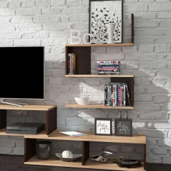 Garnero Arredamenti Parete Attrezzata A Terra|Pareti Attrezzate-Parete attrezzata 180x165h cm soggiorno rovere chiaro e scuro Jessica