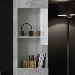 Garnero Arredamenti Parete Attrezzata A Terra|Pareti Attrezzate-Parete attrezzata 257x187h cm soggiorno bianco lucido cemento Steppi 3