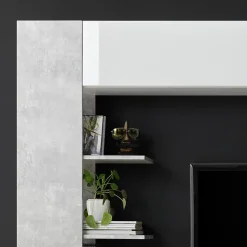 Garnero Arredamenti Parete Attrezzata A Terra|Pareti Attrezzate-Parete attrezzata 257x187h cm soggiorno bianco lucido cemento Steppi 3