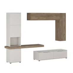 Garnero Arredamenti Parete Attrezzata A Terra|Pareti Attrezzate-Parete attrezzata 280x207h cm soggiorno beige noce Universe Beige - Noce