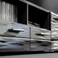 Garnero Arredamenti Parete Attrezzata A Terra|Pareti Attrezzate-Parete attrezzata 260x150h cm soggiorno moderna nero opaco-lucido Dana Gihome®