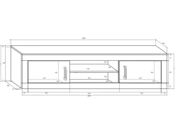 Garnero Arredamenti Parete Attrezzata A Terra|Pareti Attrezzate-Parete attrezzata 240x210h cm soggiorno  bianco opaco nero lucido Susan Gihome® Bianco Opaco - Nero Lucido