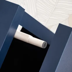 Garnero Arredamenti Parete Attrezzata Sospesa|Pareti Attrezzate-Parete attrezzata 210x162h cm soggiorno con led blu scuro rovere Feola