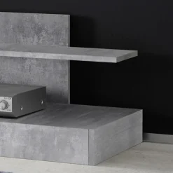 Garnero Arredamenti Parete Attrezzata A Terra|Pareti Attrezzate-Parete attrezzata 248x175h cm soggiorno bianco lucido cemento Steppi 5 Bianco Lucido - Cemento