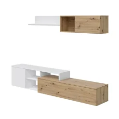 Garnero Arredamenti Parete Attrezzata A Terra|Pareti Attrezzate-Parete attrezzata 220x135h cm soggiorno rovere bianco artico Patrol