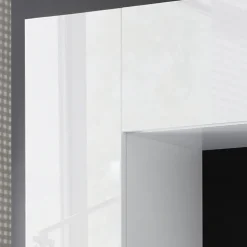 Garnero Arredamenti Parete Attrezzata A Terra|Pareti Attrezzate-Parete attrezzata 248x175h cm soggiorno Steppi 5 Bianco Lucido