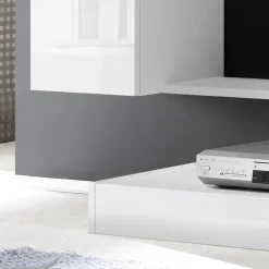 Garnero Arredamenti Parete Attrezzata A Terra|Pareti Attrezzate-Parete attrezzata 248x175h cm soggiorno Steppi 5 Bianco Lucido