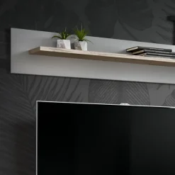 Garnero Arredamenti Parete Attrezzata A Terra|Pareti Attrezzate-Parete attrezzata 240x150h cm soggiorno quercia grigio Oviedo Gihome® Grigio - Rovere