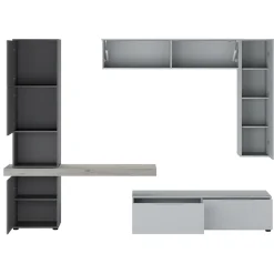 Garnero Arredamenti Parete Attrezzata A Terra|Pareti Attrezzate-Parete attrezzata 280x207h cm soggiorno grigio antracite Universe Antracite - Grigio