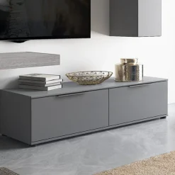 Garnero Arredamenti Parete Attrezzata A Terra|Pareti Attrezzate-Parete attrezzata 280x207h cm soggiorno grigio antracite Universe Antracite - Grigio